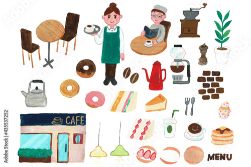 アクリル画のカフェアイコンセット