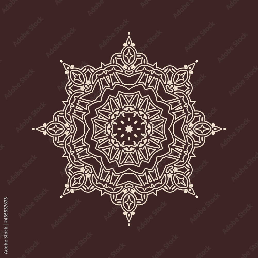 Circular pattern in form of mandala for Henna, decoration. Decorative ornament in ethnic oriental style