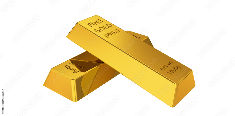 3d illustration. Gold bar isolated on white background. 3d illustration. Gold bar isolated on white background.