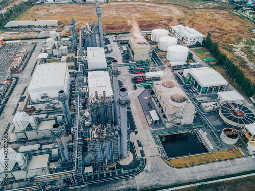 Top view Industrial zone,The equipment of oil refining,Close-up of industrial pipelines of an oil-refinery plant,Detail of oil pipeline with valves in large oil refinery.