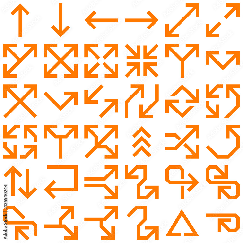 Set of orange arrows. Vector illustration. Set of orange arrows. Vector illustration.