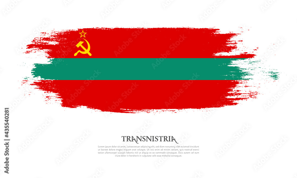 Transnistria flag brush concept. Flag of Transnistria grunge style banner background Transnistria flag brush concept. Flag of Transnistria grunge style banner background