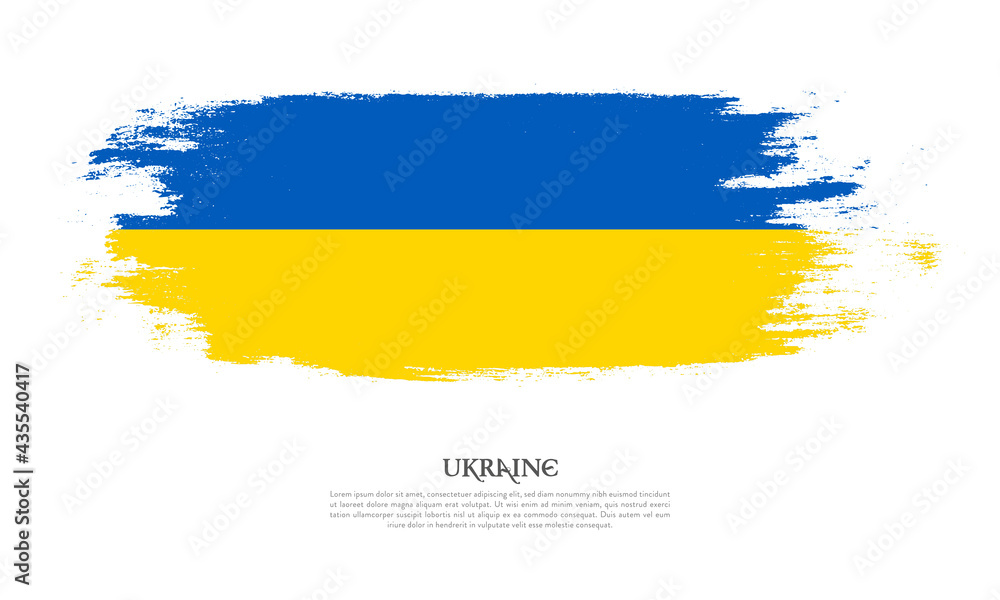 Obraz premium Ukraine flag brush concept. Flag of Ukraine grunge style banner background