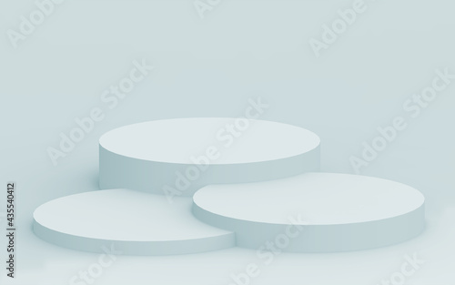Abstract 3d gray white colors cylinder podium minimal studio background.