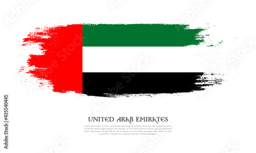 UAE flag brush concept. Flag of United Arab Emirates grunge style banner background