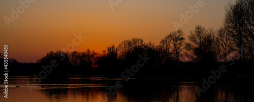 Sunset on the calm lake