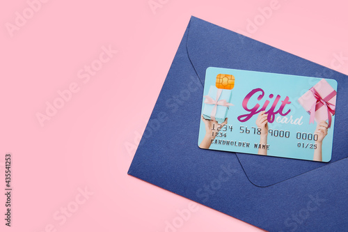 Gift card on color background