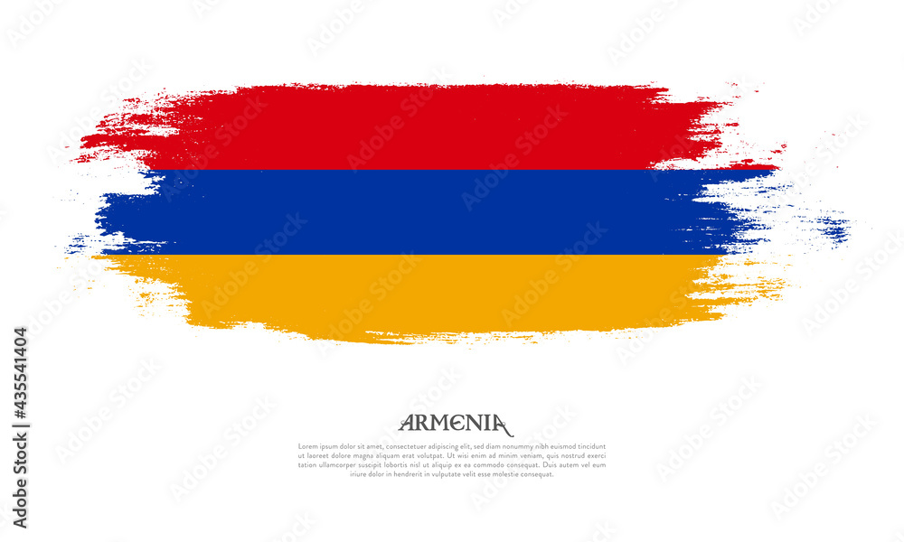 Armenia flag brush concept. Flag of Armenia grunge style banner background Armenia flag brush concept. Flag of Armenia grunge style banner background