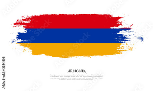 Armenia flag brush concept. Flag of Armenia grunge style banner background