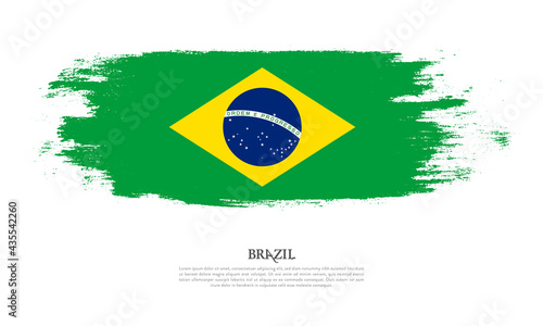 Brazil flag brush concept. Flag of Brazil grunge style banner background
