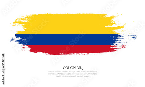 Colombia flag brush concept. Flag of Colombia grunge style banner background