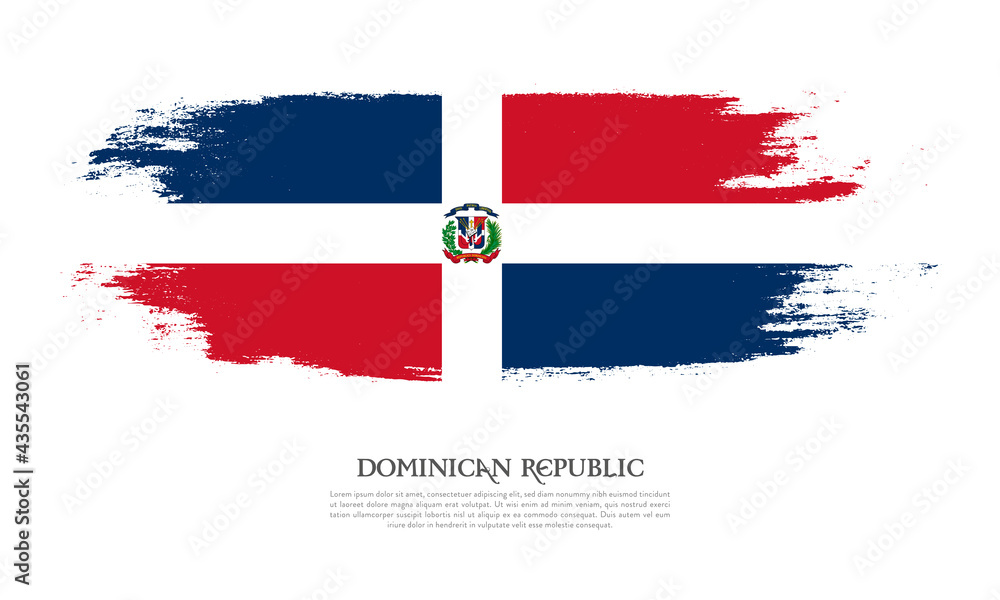 Dominican Republic flag brush concept. Flag of Dominican Republic grunge style banner background Dominican Republic flag brush concept. Flag of Dominican Republic grunge style banner background