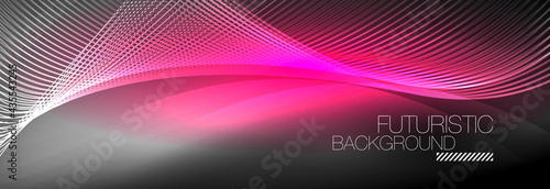 Abstract neon glowing light in the dark with waves. Shiny magic energy and motion concept, vector abstract wallpaper background