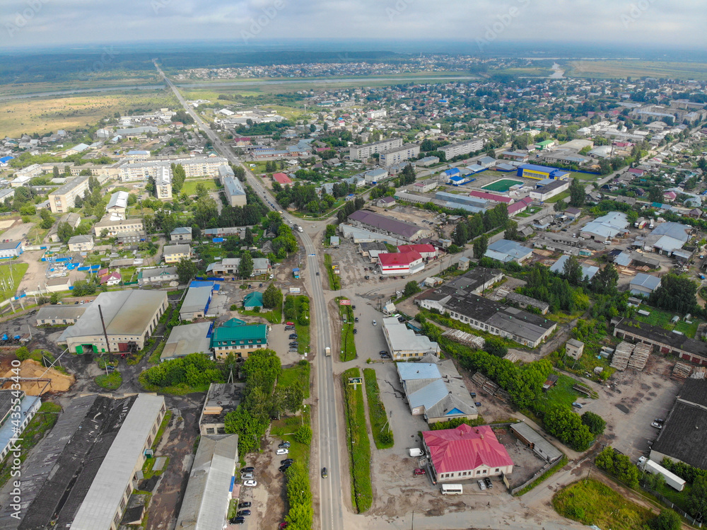 Aerial view of Stroiteley Street (Sovetsk, Kirovskaya Oblast, Russia)
