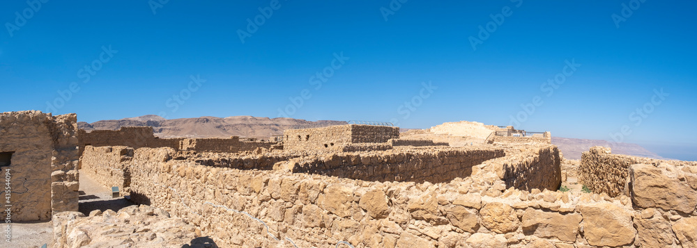 Large panoramic view of ruins at Masada National Park. Israel