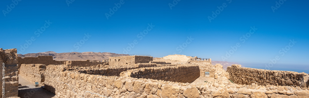 Large panoramic view of ruins at Masada National Park. Israel
