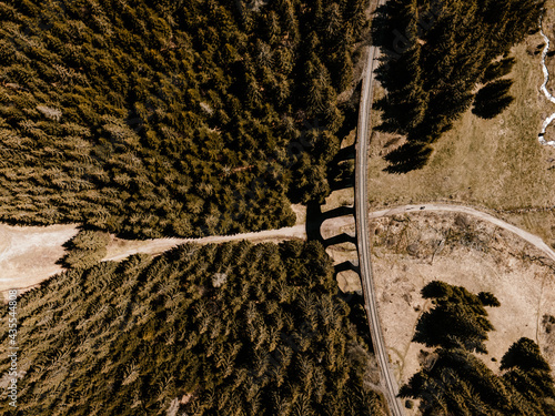 Historic railway viaduct situated in the forest near Telgart in Slovakia Aerial view. Chmarossky viadukt. Slovakia landscape. photo