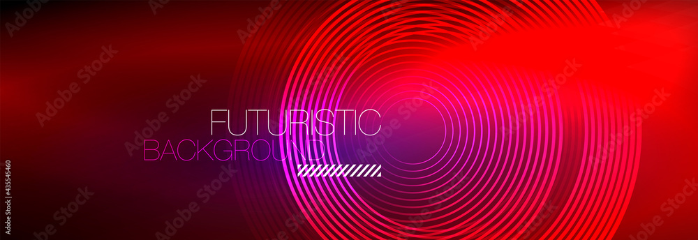 Dark abstract background with glowing neon circles. Trendy layout template for business or technology presentation, internet poster or web brochure cover, wallpaper Dark abstract background with glowing neon circles. Trendy layout template for business or technology presentation, internet poster or web brochure cover, wallpaper