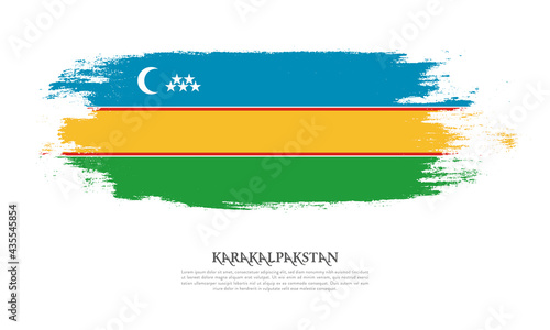 Karakalpakstan flag brush concept. Flag of Karakalpakstan grunge style banner background