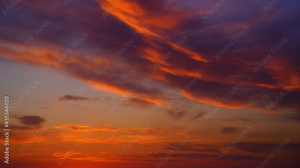 blue orange sunset on the sea