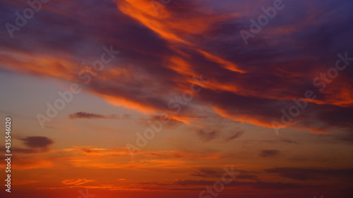 blue orange sunset on the sea
