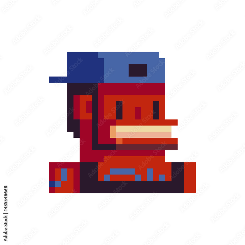 Man character, pixel art style vector illustration. Avatar, portrait ...