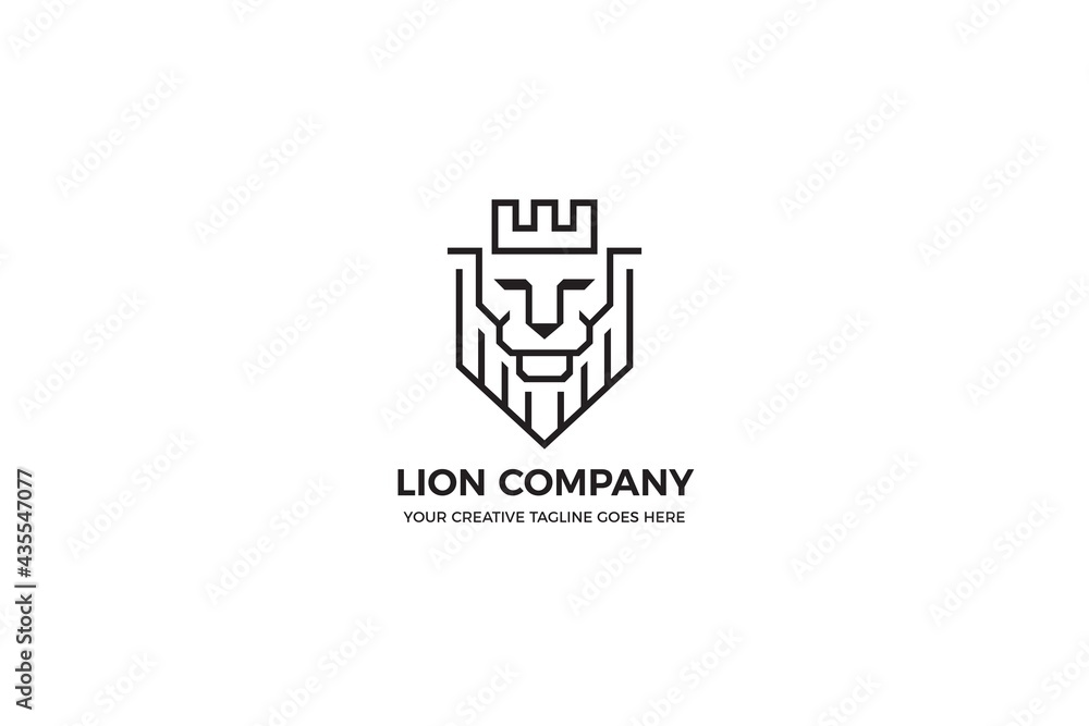 Lion Shield Monoline Logo Template Lion Shield Monoline Logo Template