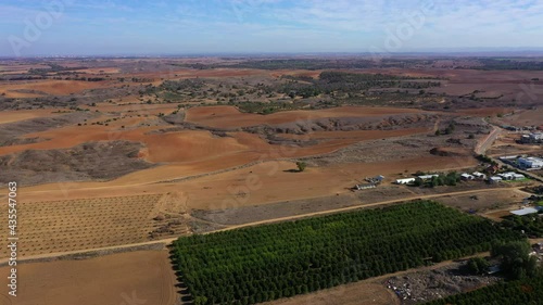 Aerial Shot Of Beautiful Landscape Against Sky At Bitronot Ruhama Reserve, Drone Flying Forward Over National Park photo