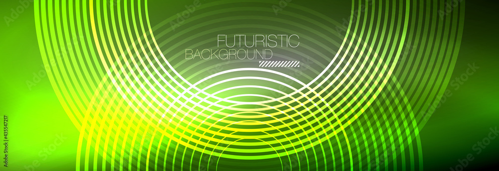 Dark abstract background with glowing neon circles. Trendy layout template for business or technology presentation, internet poster or web brochure cover, wallpaper Dark abstract background with glowing neon circles. Trendy layout template for business or technology presentation, internet poster or web brochure cover, wallpaper