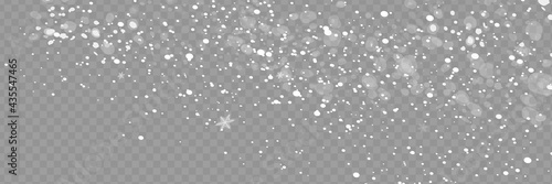 Falling snow on a transparent background. Snow clouds or shrouds. Fog, snowfall. Abstract snowflake background. Fall of snow. Vector illustrator 10 EPS.