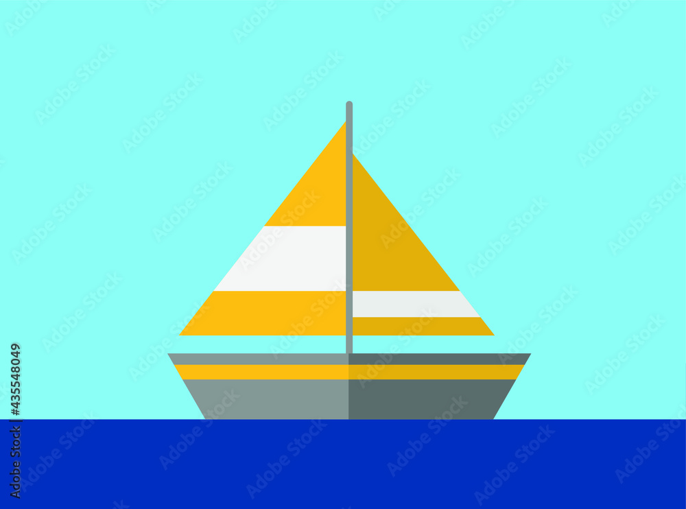 Sailboat against the sky. Drawing in a flat style. Sailboat against the sky. Drawing in a flat style.