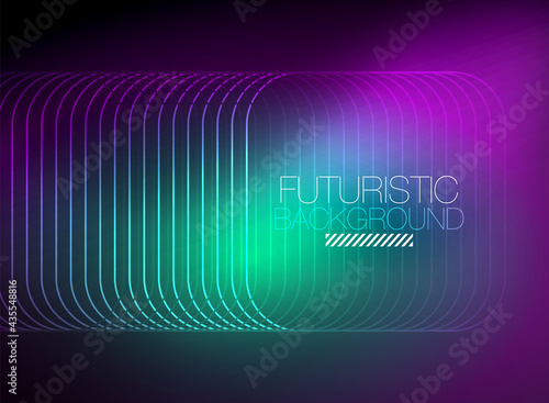 Neon color square shape lines abstract background. Shiny magic energy and motion concept, vector abstract wallpaper background