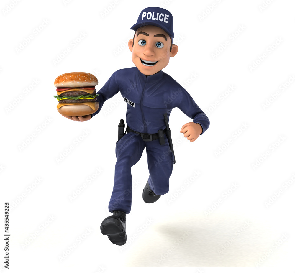 Fun 3D illustration of a cartoon Police Officer Fun 3D illustration of a cartoon Police Officer