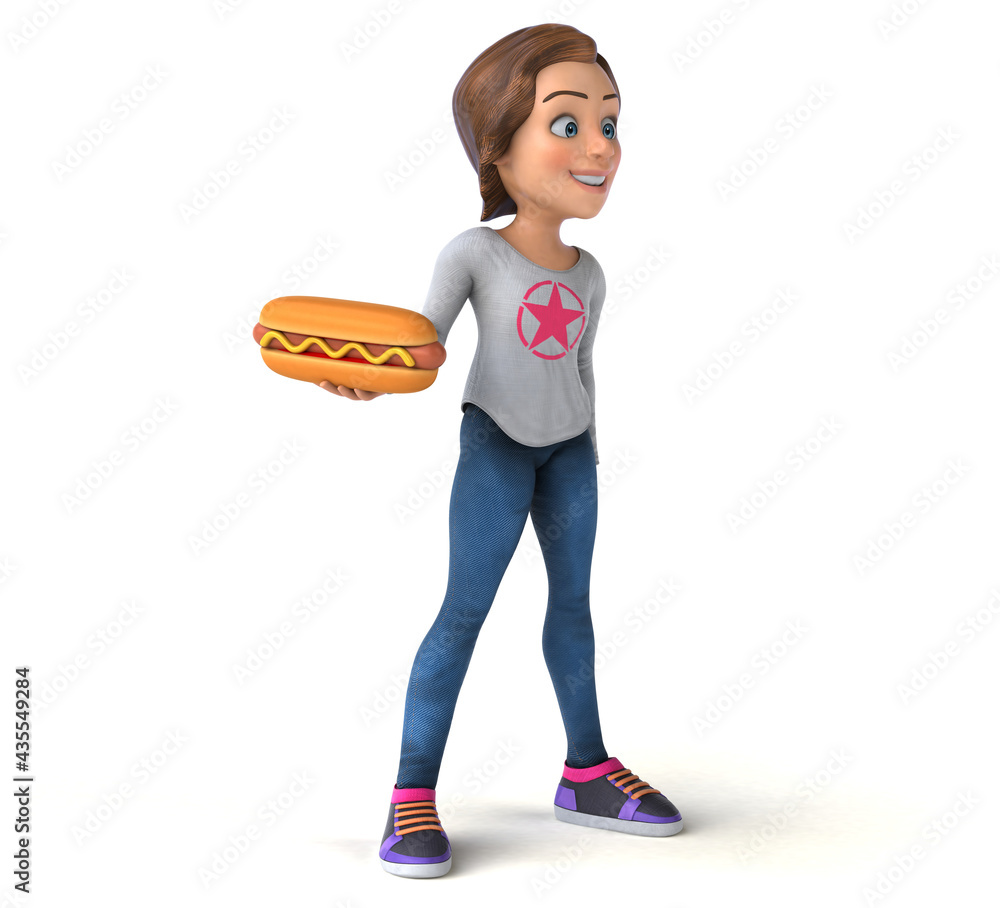 Fun 3D illustration of a cartoon teenage girl Fun 3D illustration of a cartoon teenage girl