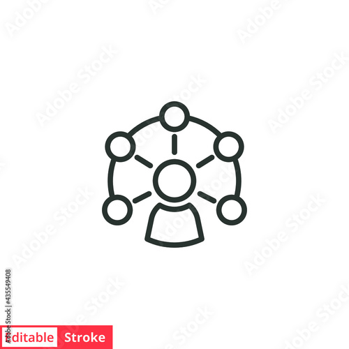 Collaboration line icon. Simple outline icon. Communication, partnership, research, group, alliance, business, team concept. Vector illustration isolated on white background. Editable stroke EPS 10.