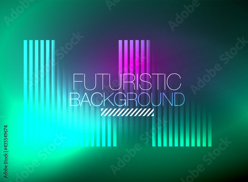 Bright neon color techno abstract background  shiny glowing neon lines in the dark background