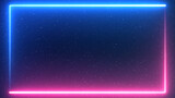 Blue space with stars with neon border background