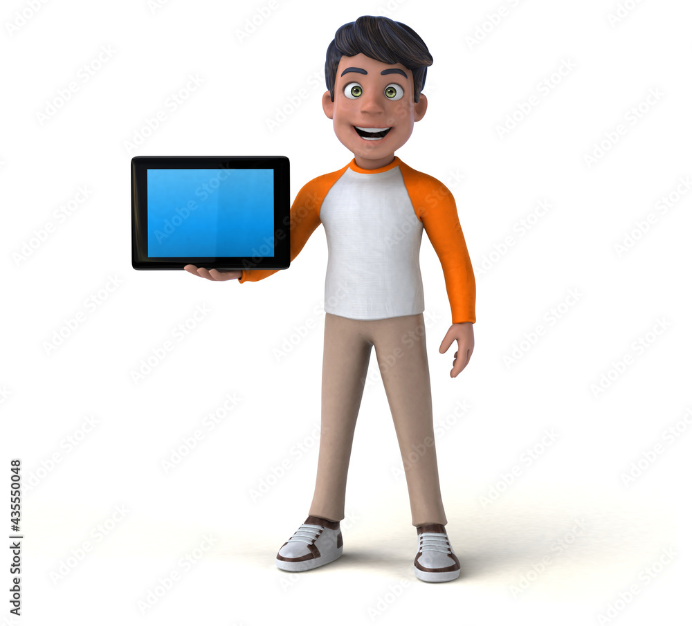 Fun 3D cartoon Asian teenager . Fun 3D cartoon Asian teenager .