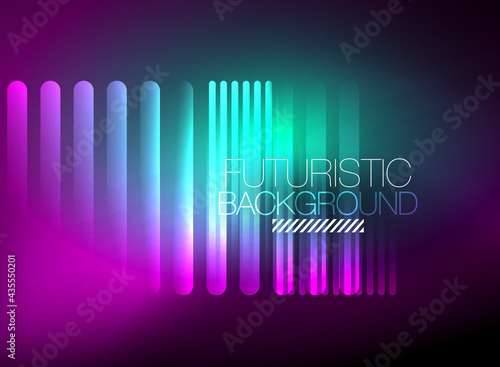 Bright neon color techno abstract background  shiny glowing neon lines in the dark background