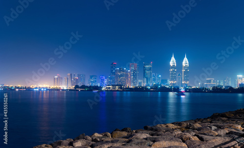Photography Amazing Dubai City Skyline at Night or Blue Hour
