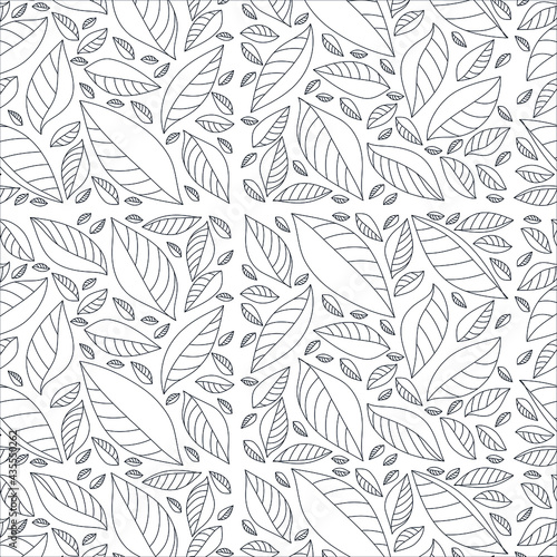 Vector seamless pattern of leaves. Doodle leaves. Texture for printing on clothes, interior decoration and printing. Illustration in the style of minimalism.