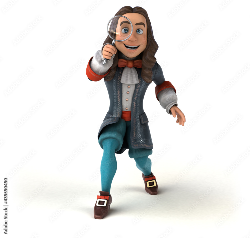 3D Illustration of a cartoon man in historical baroque costume 3D Illustration of a cartoon man in historical baroque costume
