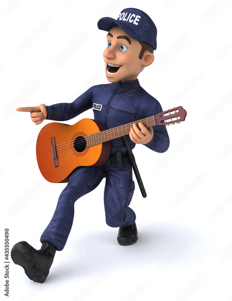 Fun 3D illustration of a cartoon Police Officer Fun 3D illustration of a cartoon Police Officer