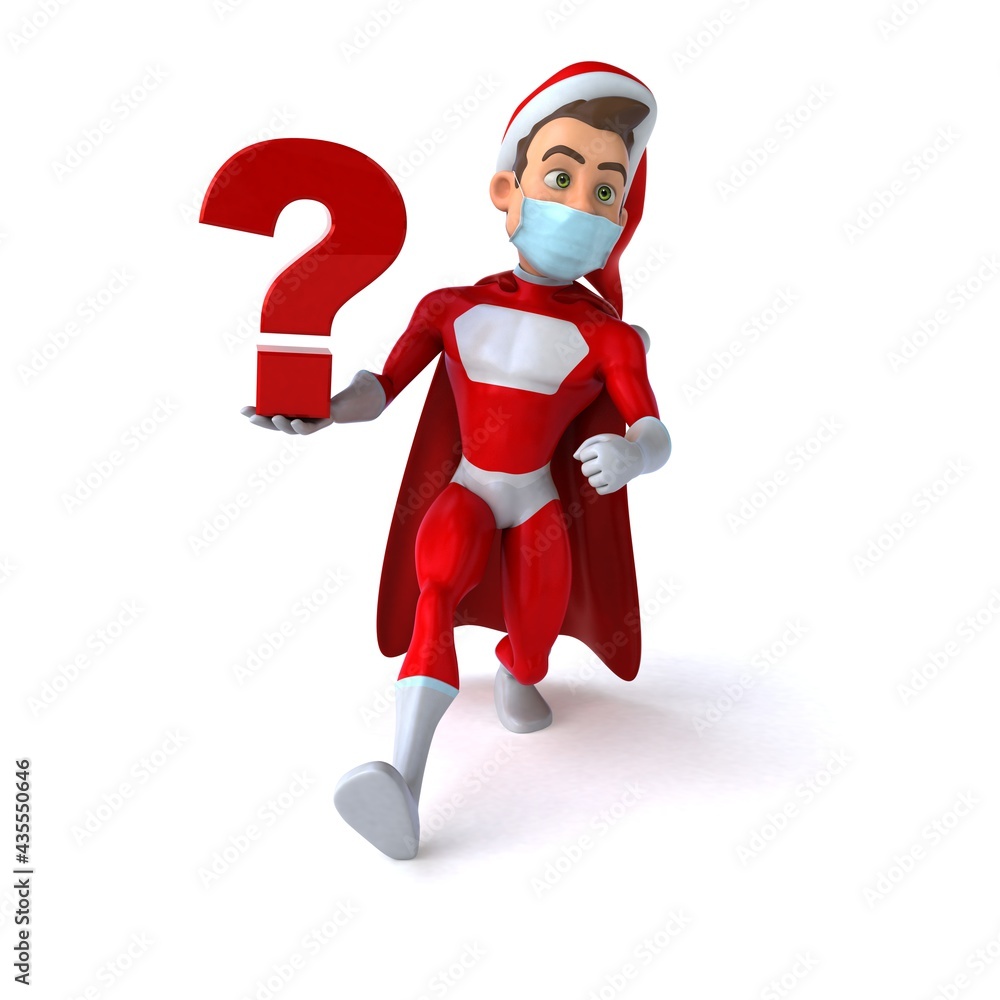 Fun 3D illustration of a cartoon Santa Claus with a mask Fun 3D illustration of a cartoon Santa Claus with a mask
