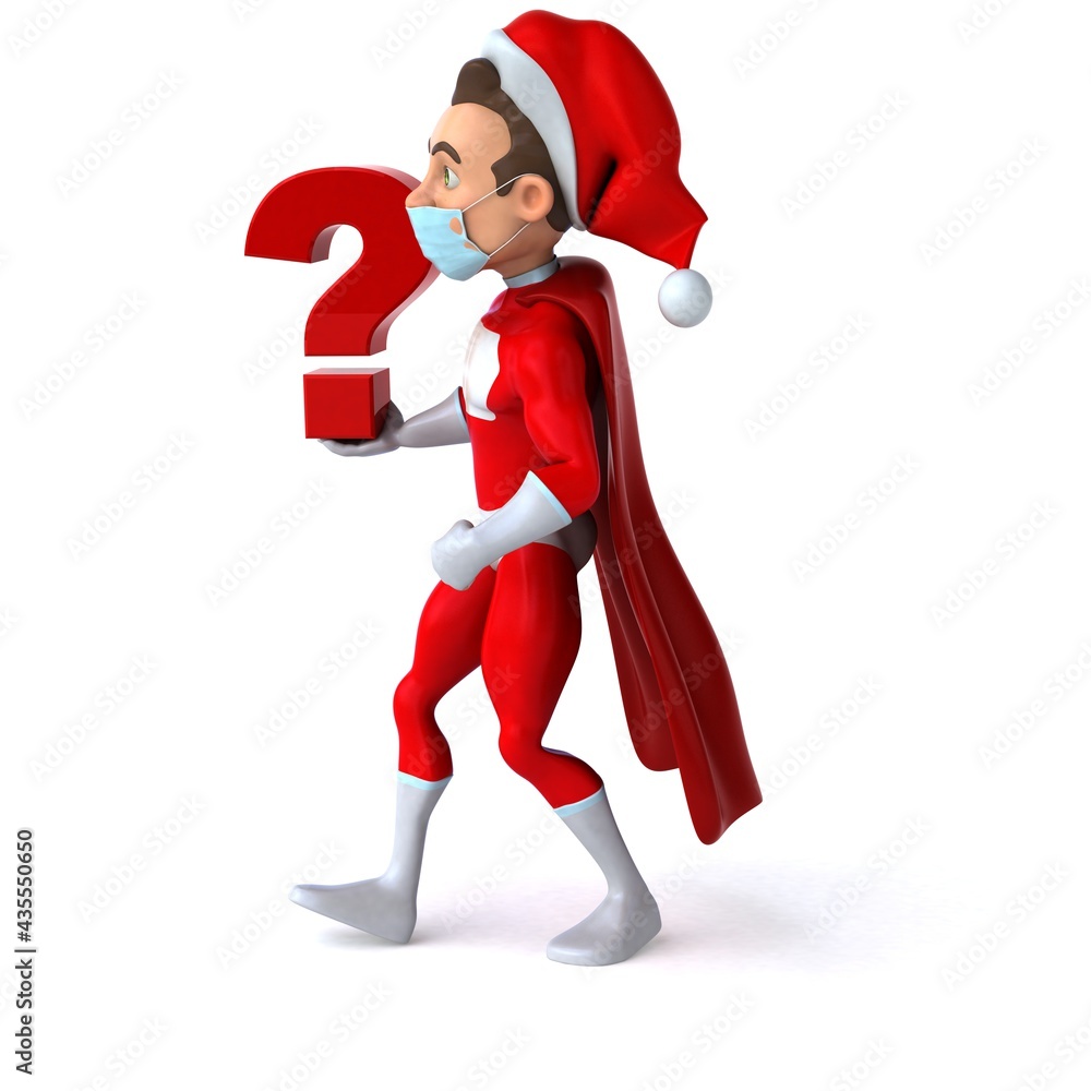 Fun 3D illustration of a cartoon Santa Claus with a mask Fun 3D illustration of a cartoon Santa Claus with a mask
