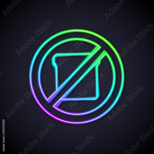 Glowing neon line Gluten free grain icon isolated Glowing neon line background. No wheat sign. Food intolerance symbols. Vector