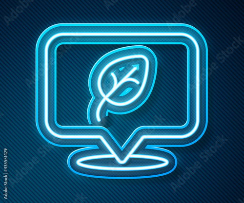 Glowing neon line Vegan food diet icon isolated Glowing neon line background. Organic, bio, eco symbol. Vegan, no meat, lactose free, healthy, fresh and nonviolent food. Vector