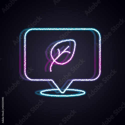 Glowing neon line Vegan food diet icon isolated Glowing neon line background. Organic, bio, eco symbol. Vegan, no meat, lactose free, healthy, fresh and nonviolent food. Vector