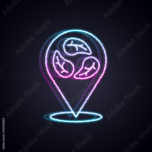 Glowing neon line Vegan food diet icon isolated Glowing neon line background. Organic, bio, eco symbol. Vegan, no meat, lactose free, healthy, fresh and nonviolent food. Vector