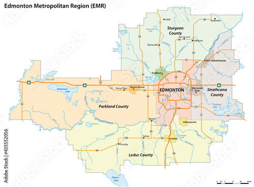 administrative vector map of the Edmonton Metropolitan Region  Alberta  Canada